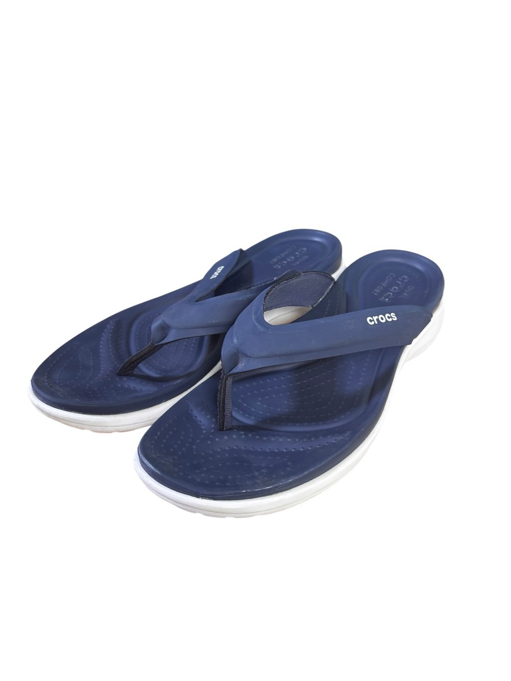 Crocs Capri V Sporty Flip Flops Navy White Comfort Thong Sandals Women’s Size 11